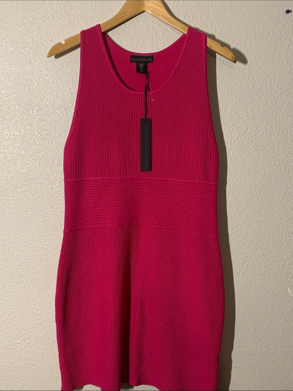 House of Harlow 1960 Ribbed Tank Dress in Fuchsia Pink
